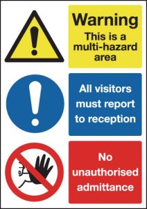 Multi Hazard Area Visitors Single Multicolour Sign