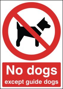 No Dogs Except Guide Dogs Sign
