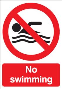 No Swimming Signs