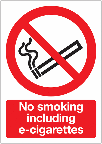No Smoking Including E-Cigarettes Window Signs