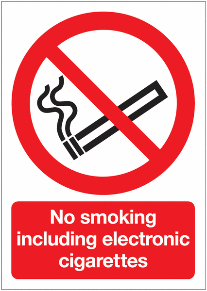No Smoking Including Electronic Cigarettes Window Signs