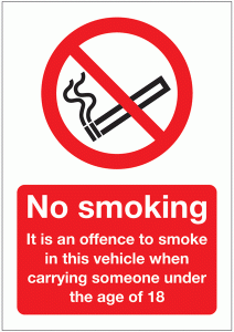 No Smoking in Vehicle with Under 18’s Signs