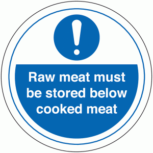 Raw Meat Must Be Stored Below Cooked Meat Sign (With Symbol)