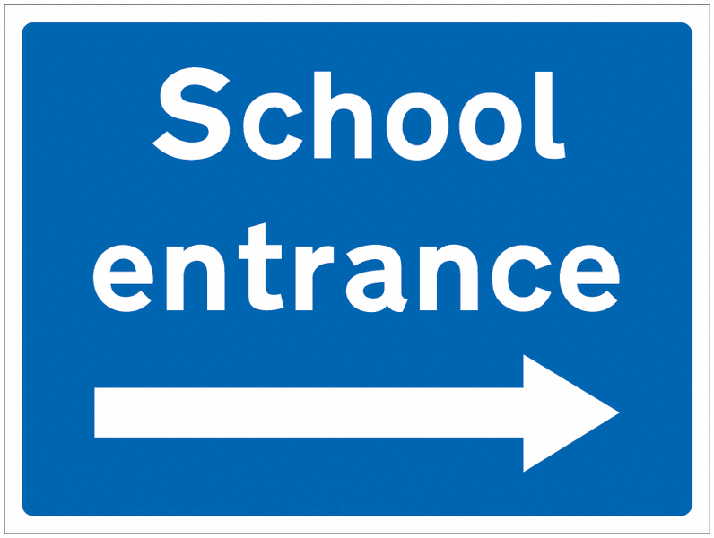 School Entrance – Right Arrow Sign for Car Parks
