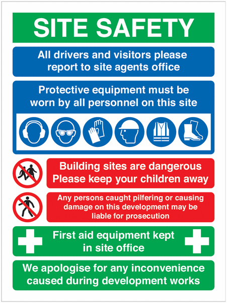 Site Safety Sign – Visitors Please Report Sign