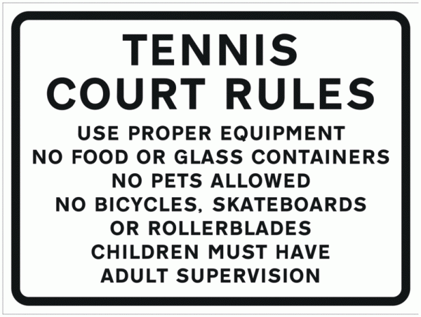 Tennis Court Rules Sign