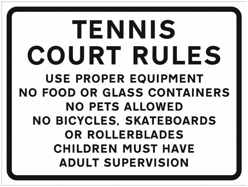Tennis Court Rules Sign