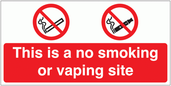 This is a No Smoking or Vaping Site Sign