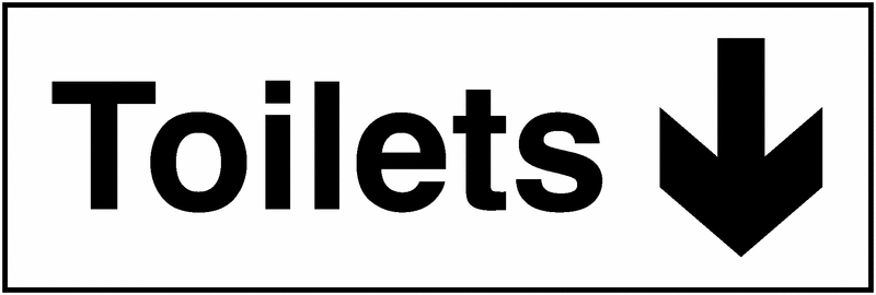 Toilets Down Arrow Washroom Signs 100 x 300 mm – Single