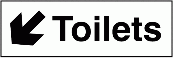 Toilets Down Left Arrow Washroom Single Signs 100x300 mm