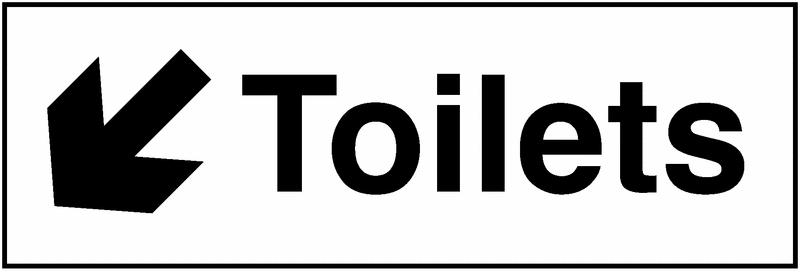 Toilets Down Left Arrow Washroom Single Signs 100×300 mm