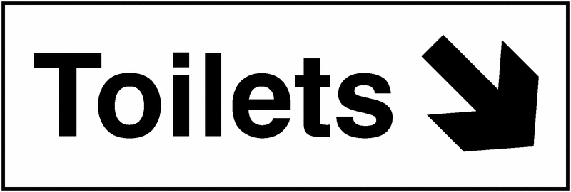 Toilets Down Right Arrow Washroom Single Signs 100x300mm