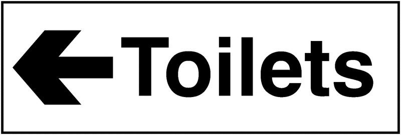Toilets Left Arrow Washroom Signs 100 x 300 mm – Single