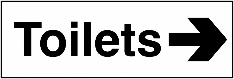 Toilets Right Arrow Washroom Signs 100 x 300 mm – Single