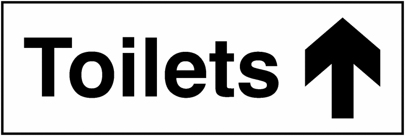Toilets Up Arrow Washroom Signs 100 x 300 mm – Single