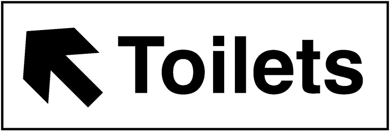 Toilets Up Left Arrow Washroom Single Signs 100 x 300 mm