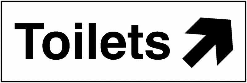 Toilets Up Right Arrow Washroom Signs 100×300 mm -Single