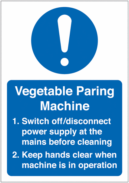 Vegetable Paring Machine Sign