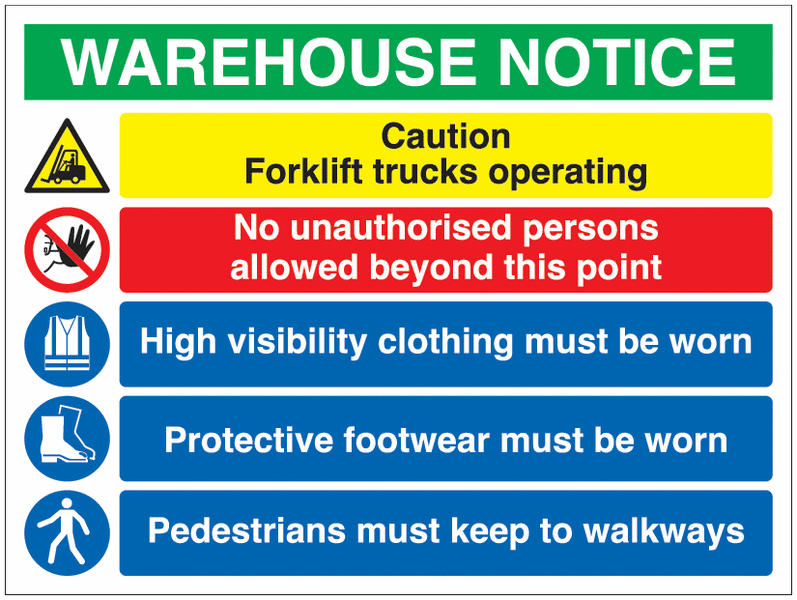 Warehouse Notice – Forklift Operating Sign