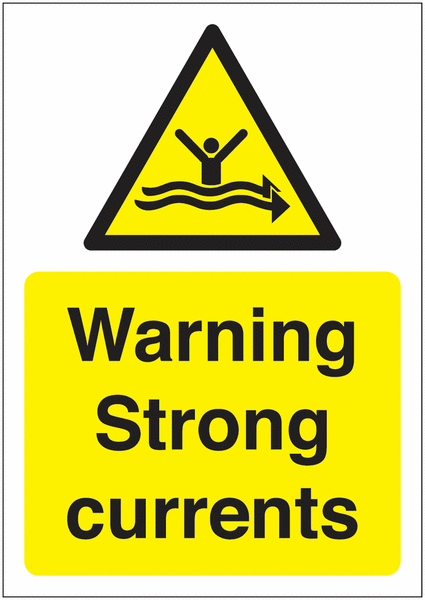 Warning Strong Currents Sign
